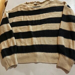 LOFT Black and Tan Striped Sweater